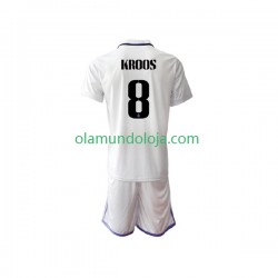 Camisola Real Madrid Toni Kroos 8 Criança Equipamento Primeiro 2022-2023 Manga Curta